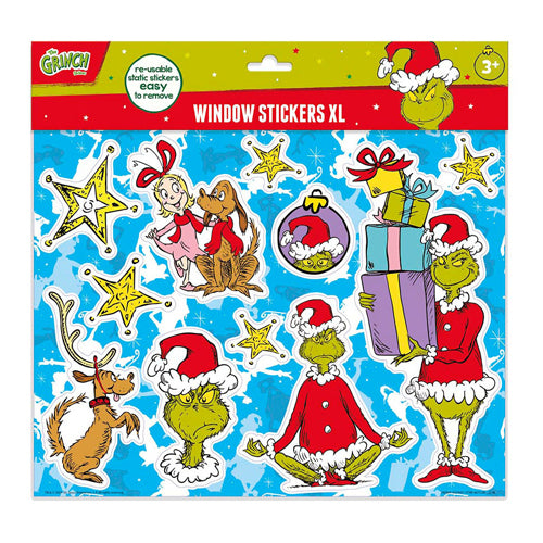 Totum The grinch raamstickers xl - verplaatsbare niet permanente herbruikbare stickers - creatief speelgoed vanaf 3 jaar raam deco