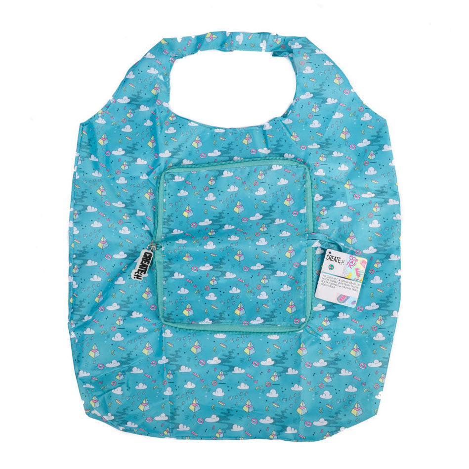 Create It! poptastic opvouwbare shopper - turquoise
