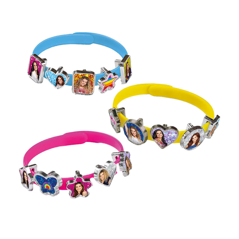 Totum K3 3 schuif armbandjes maken met 18 bedels - speelgoed meisjes vanaf 3 jaar - 21 delige set studio 100 meisjes