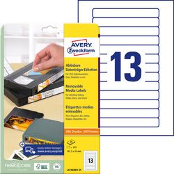 Videotape-etiketten Avery Zweckform 20 x 147.3 mm Wit