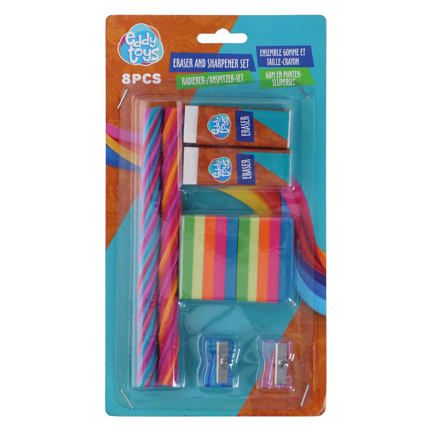 Eddy Toys Gum en puntenslijperset, 8dlg.