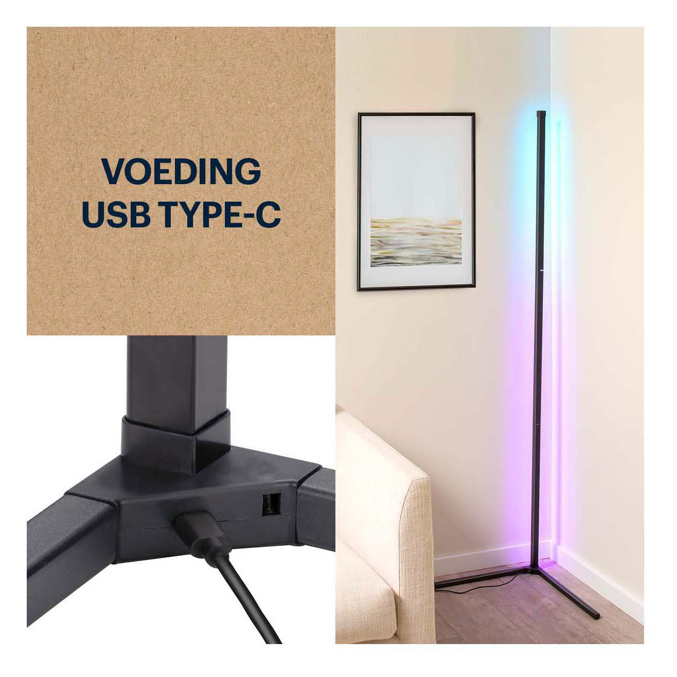 Grundig LED-Hoeklamp met Afstandsbediening, 140cm