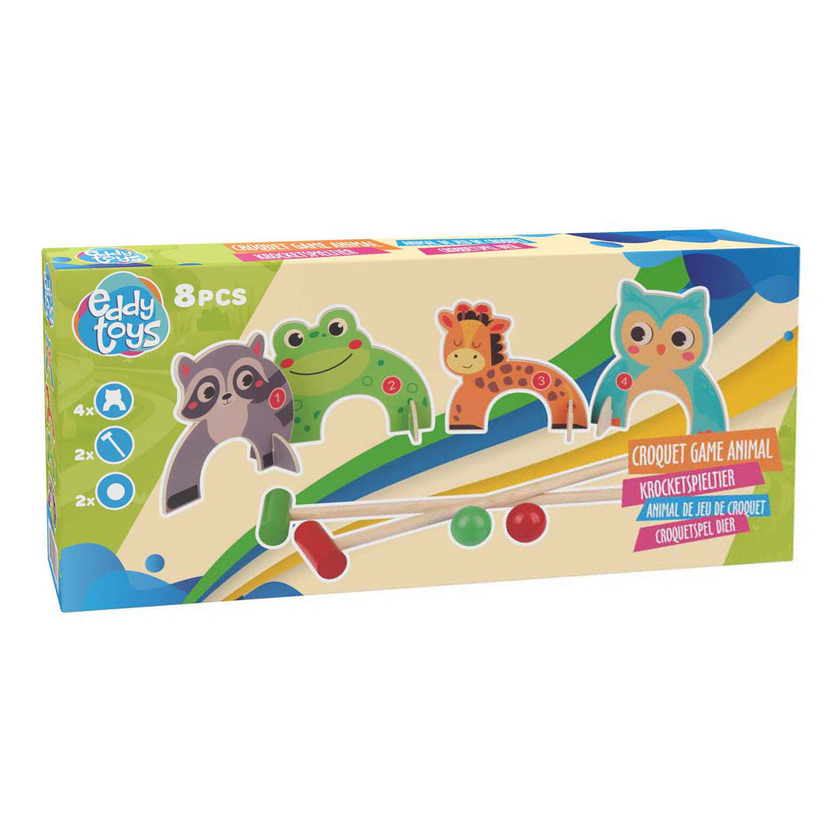 Eddy Toys Houten croquetspel dieren, 8dlg.