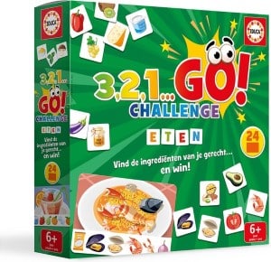 Intro Just games 3-2-1 go challenge puzzels over eten