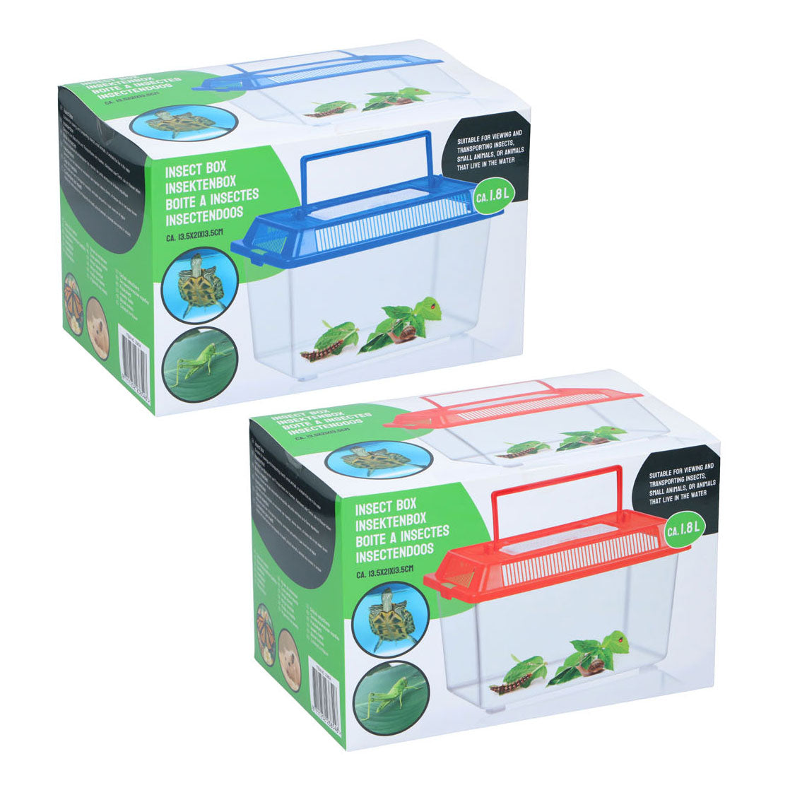 Merkloos Sans Marque Insectenbox met deksel - transparante kunststof insectenbak 1,8 liter.