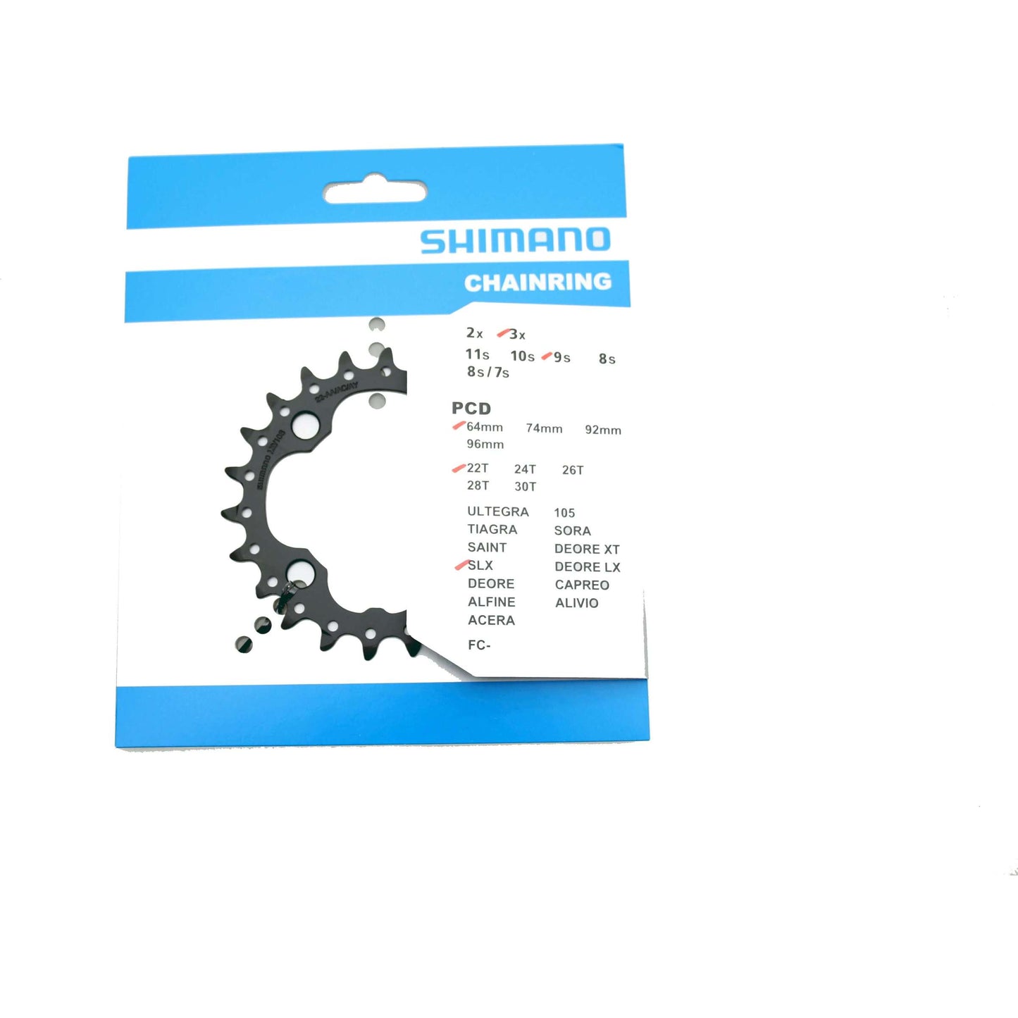 SHIMANO kettenblatt slx fc-m660 chain ring shim. slx 22t.4-arm,64mm m660