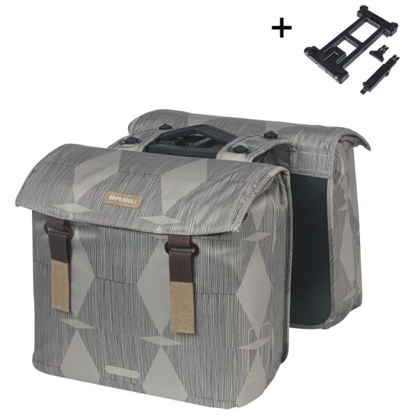 BASIL Dubbele fietstas elegance mik 40 - 49 liter - chateau taupe