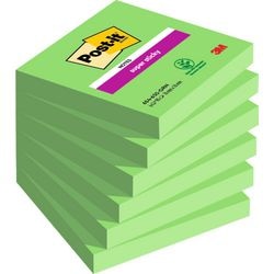 Zelfklevende notes Post-it 6 x 90 vel 76 x 76 mm blanco groen