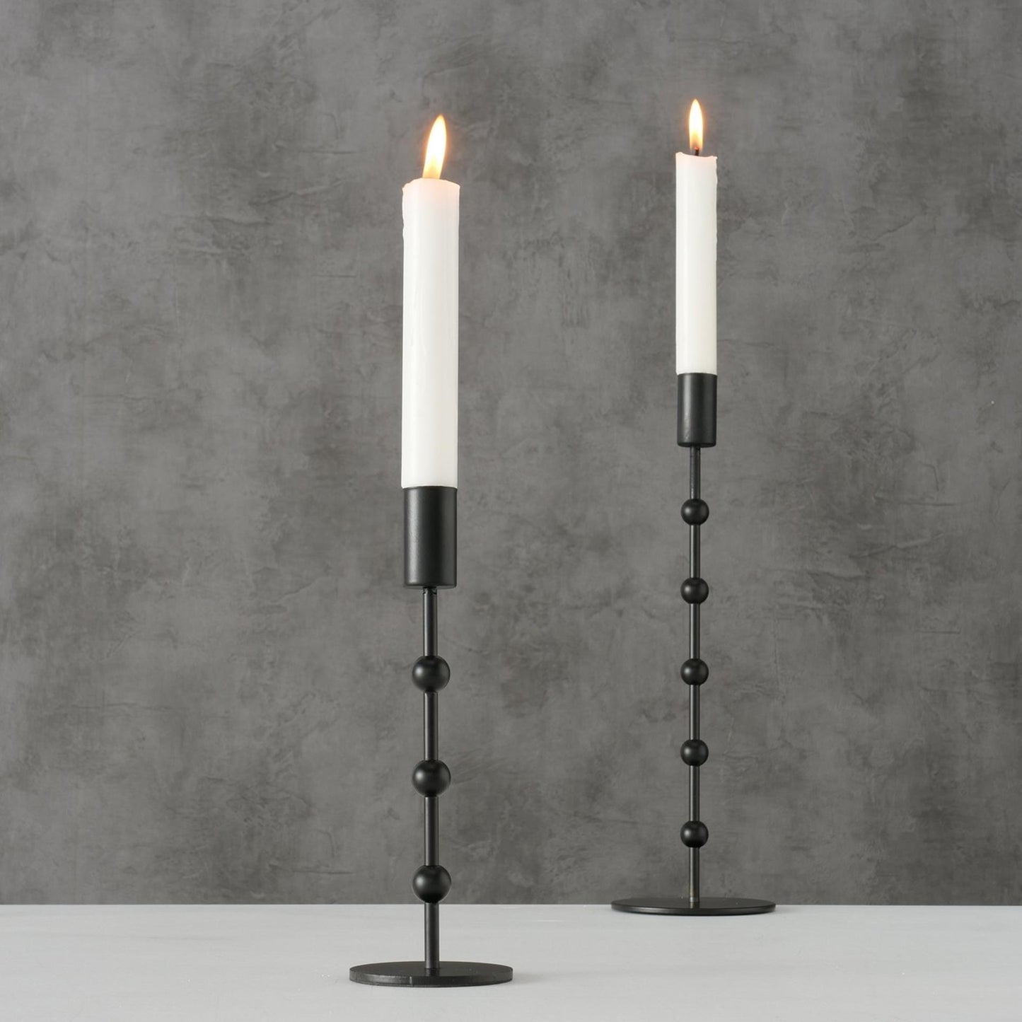 Boltze Home Kandelaar metaal zwart 2 dlg. h20-30cm