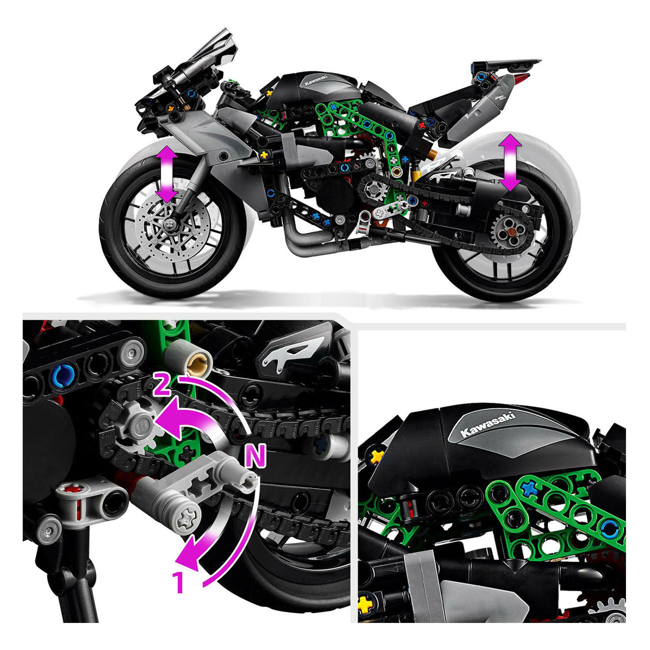 LEGO technic 42170 kawasaki ninja h2r motor