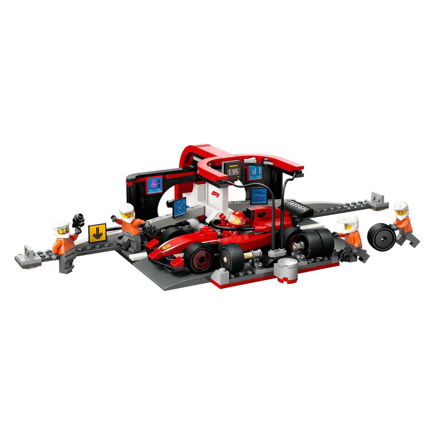 LEGO city 60443 f1 pitstop en pitcrew met ferrari auto