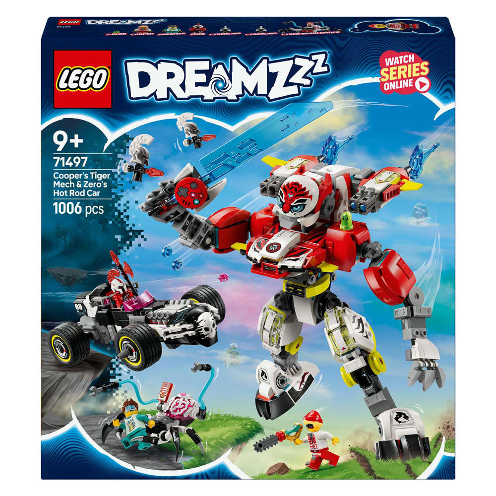 LEGO dreamzzz 71497 coopers tijgermecha en zero's hot rod auto