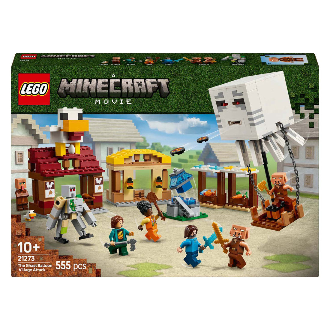LEGO minecraft 21273 de ghast-ballon aanval op het dorp