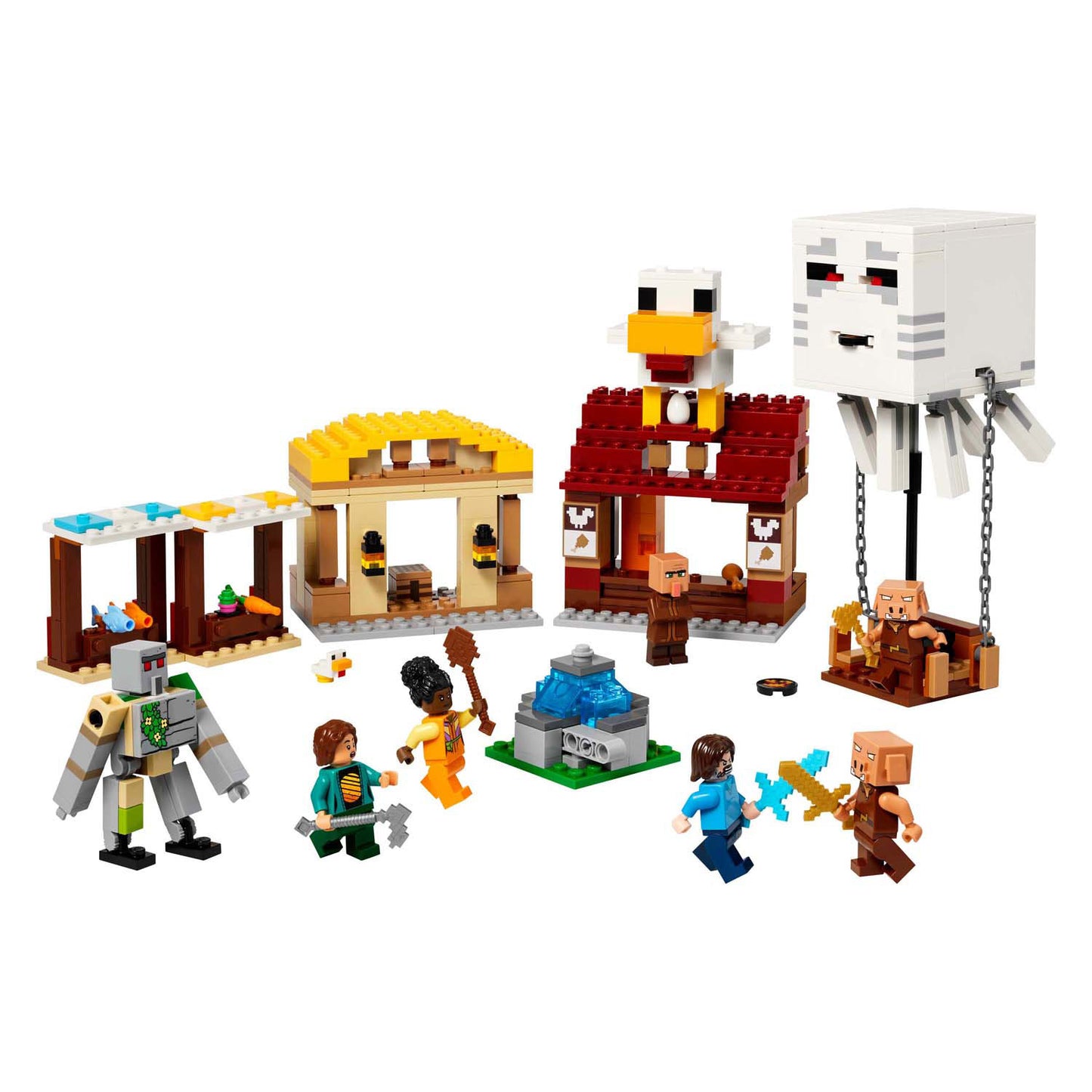 LEGO minecraft 21273 de ghast-ballon aanval op het dorp