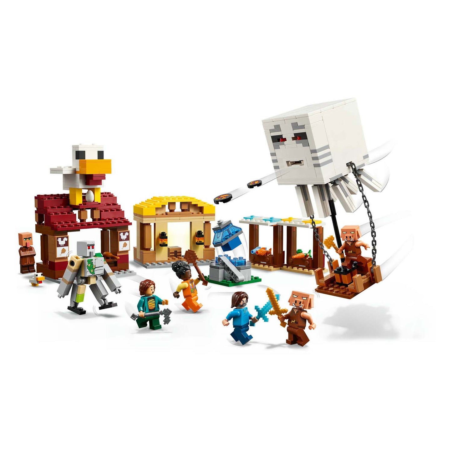 LEGO minecraft 21273 de ghast-ballon aanval op het dorp