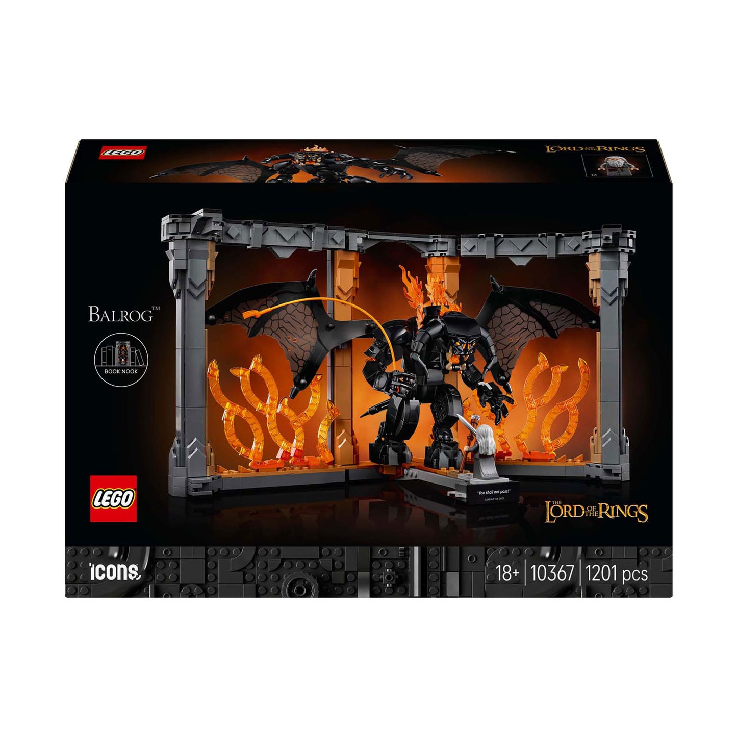 LEGO icons boekensteun: the lord of the rings – balrog constructiespeelgoed (10367)