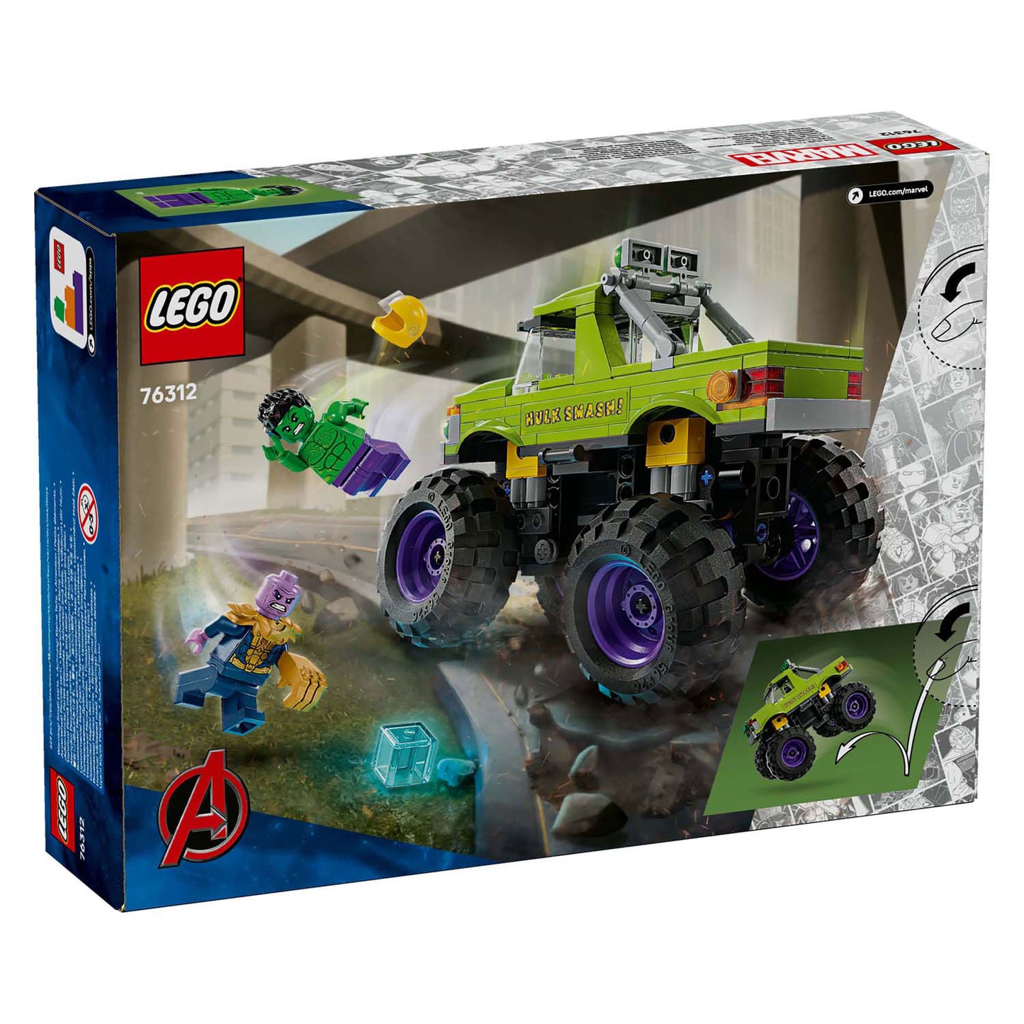 LEGO marvel 76312 de hulk truck vs. thanos