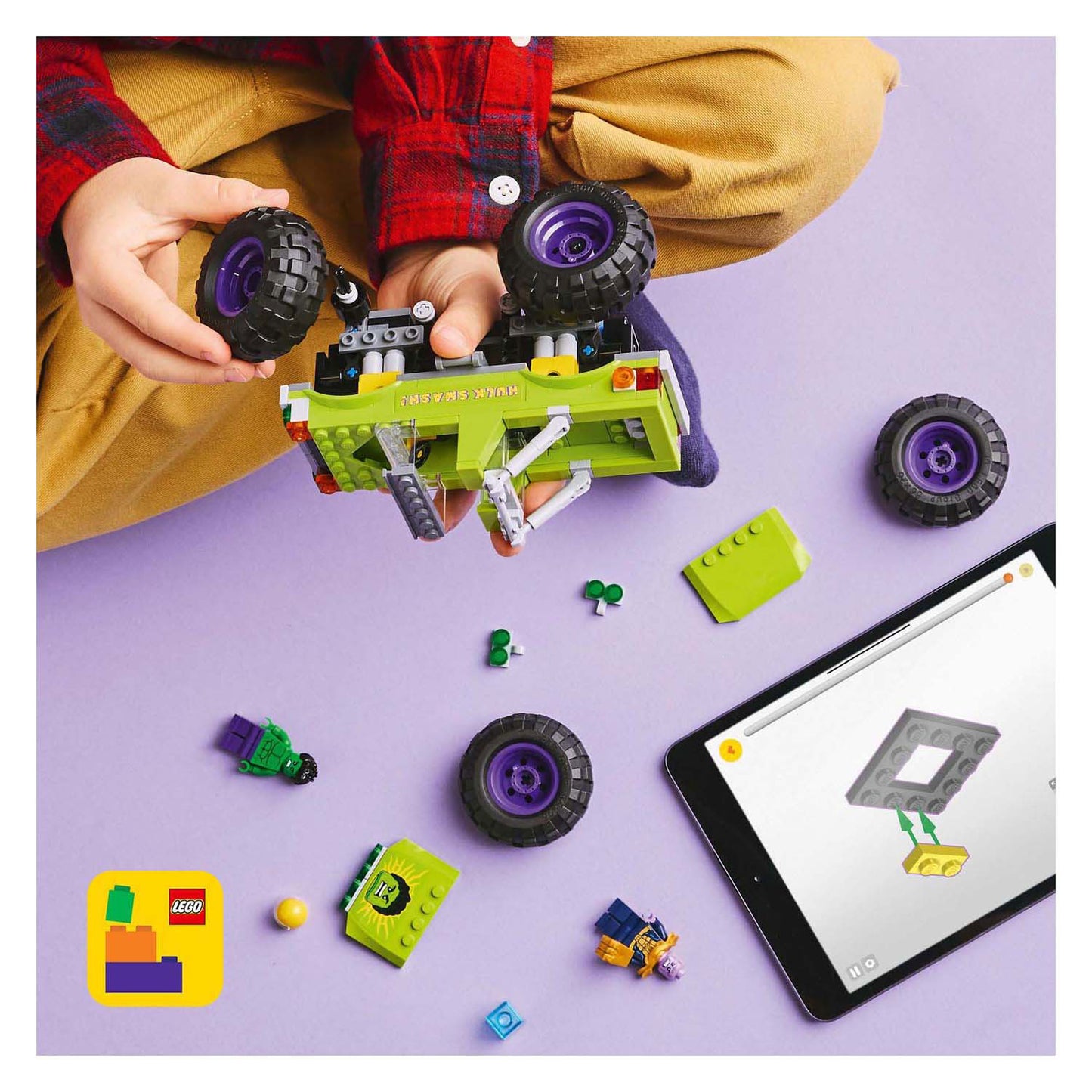 LEGO marvel 76312 de hulk truck vs. thanos