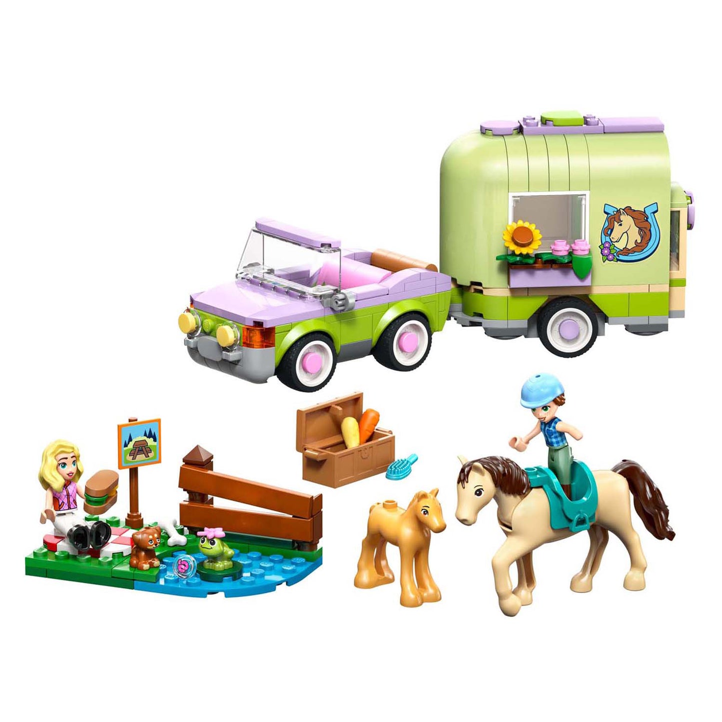 LEGO friends 42695 trailer met paard en veulen