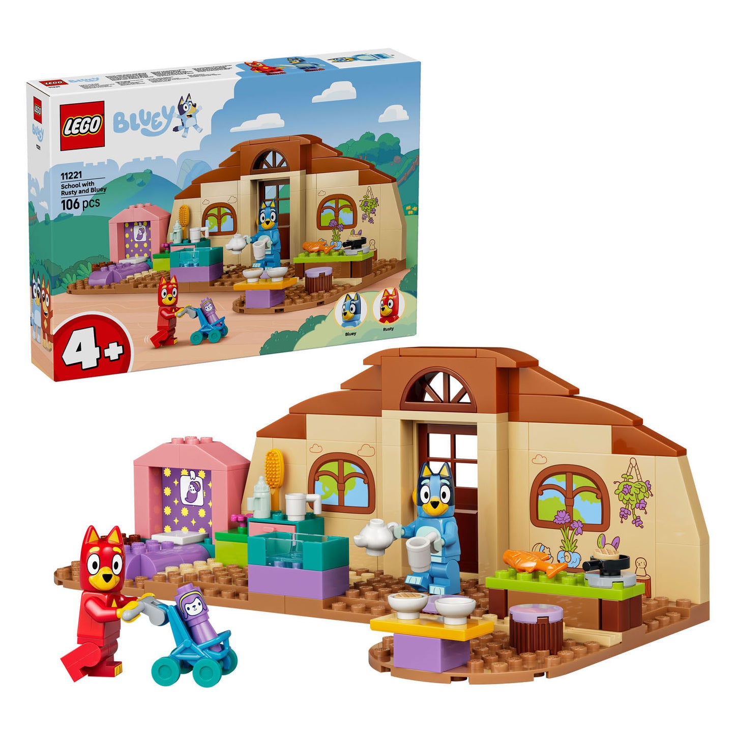 LEGO bluey 11221 school met rusty en bluey