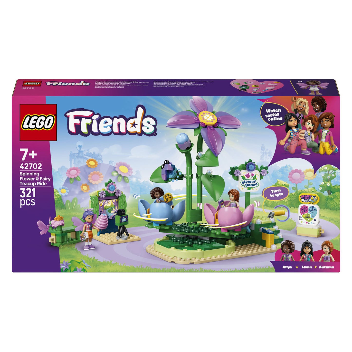 LEGO friends 42702 draaiende theekopjesattractie met bloementhema