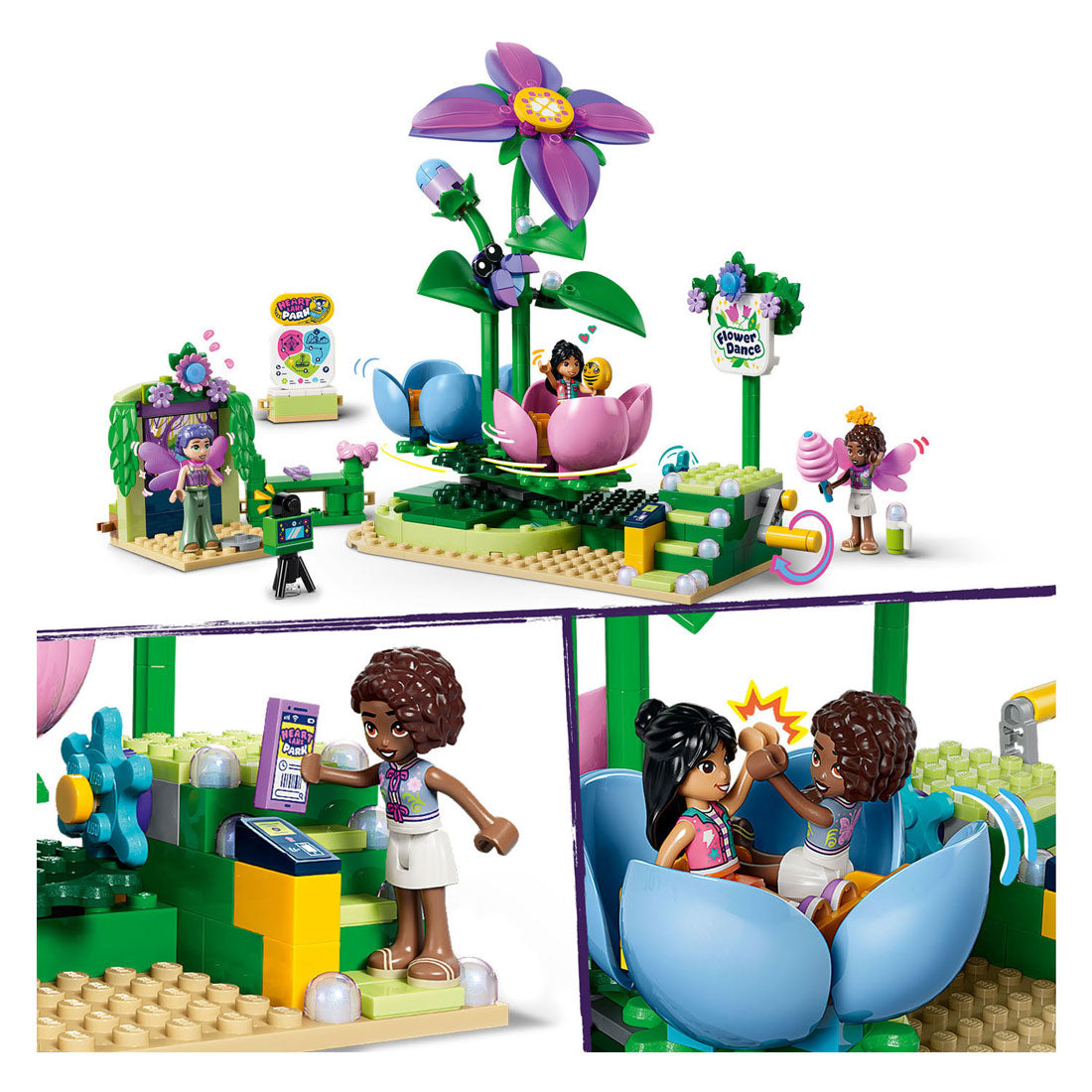 LEGO friends 42702 draaiende theekopjesattractie met bloementhema