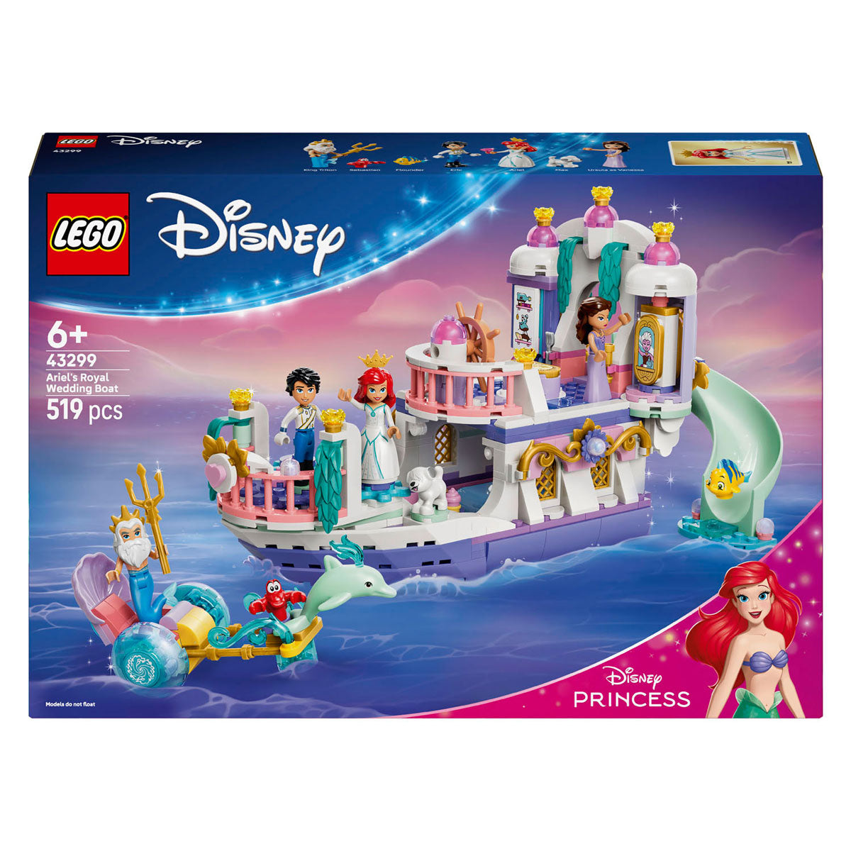 LEGO disney princess 43299 ariels koninklijke trouwboot