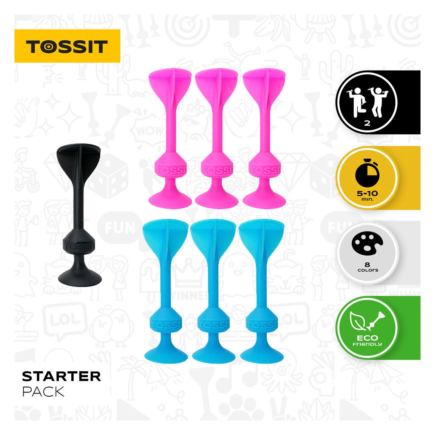 999Games 999 games tossit - starter pack - blauw-roze