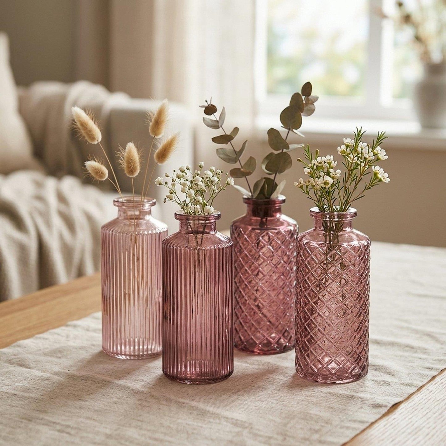 Boltze Home vaas roze 4-delige set ø6cm