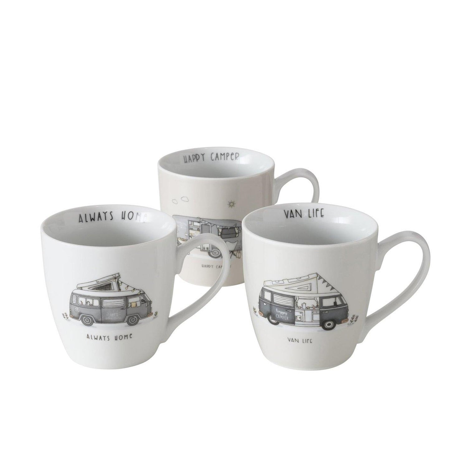 Boltze Home jumbo mok vanlife camper met tekst- 480 ml wit grijs
