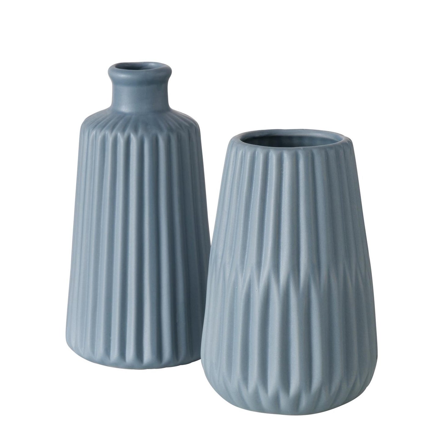Boltze Home Vaas ribbel porselein h18cm lichtblauw