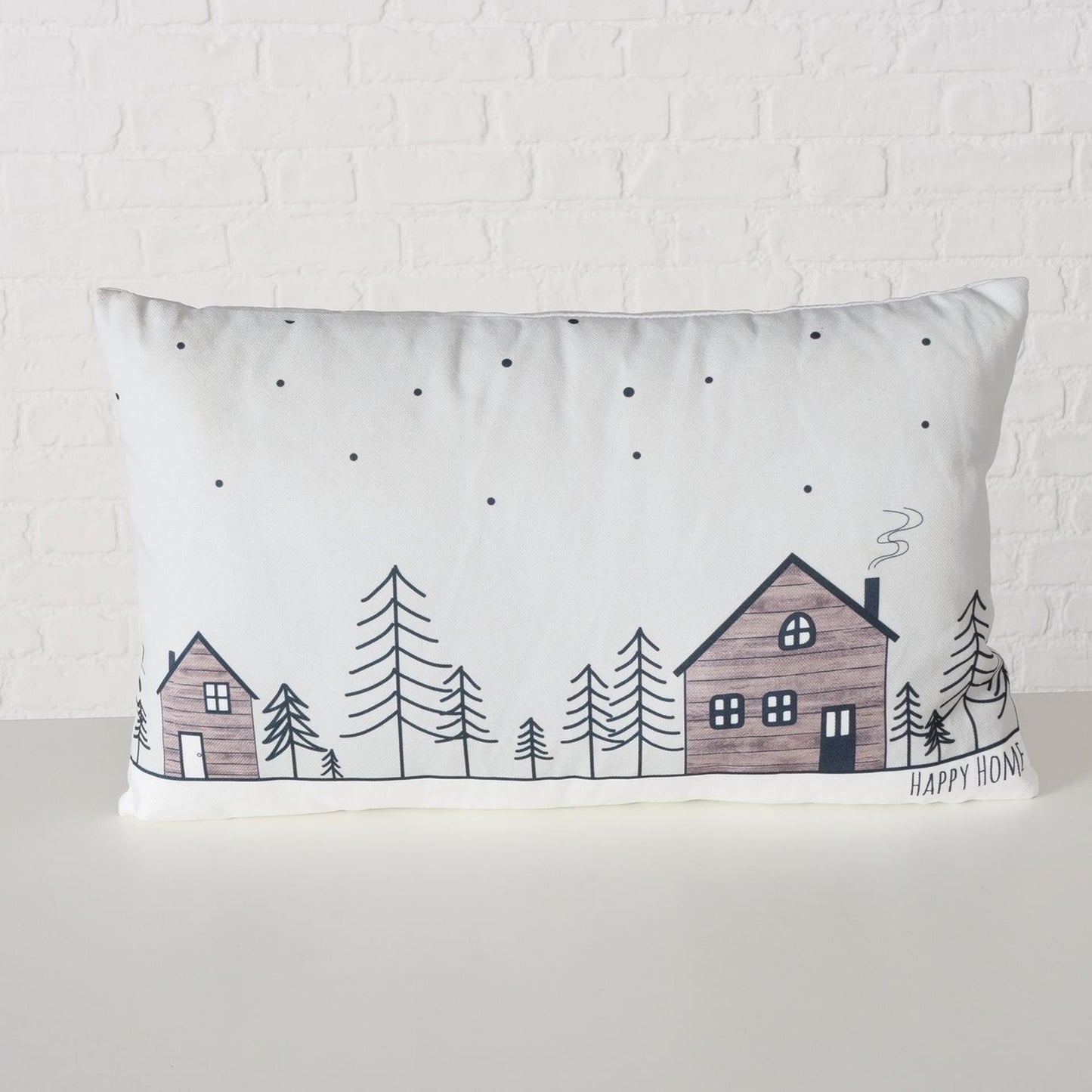 Boltze Home Kussen homewood huisjes 30x50cm