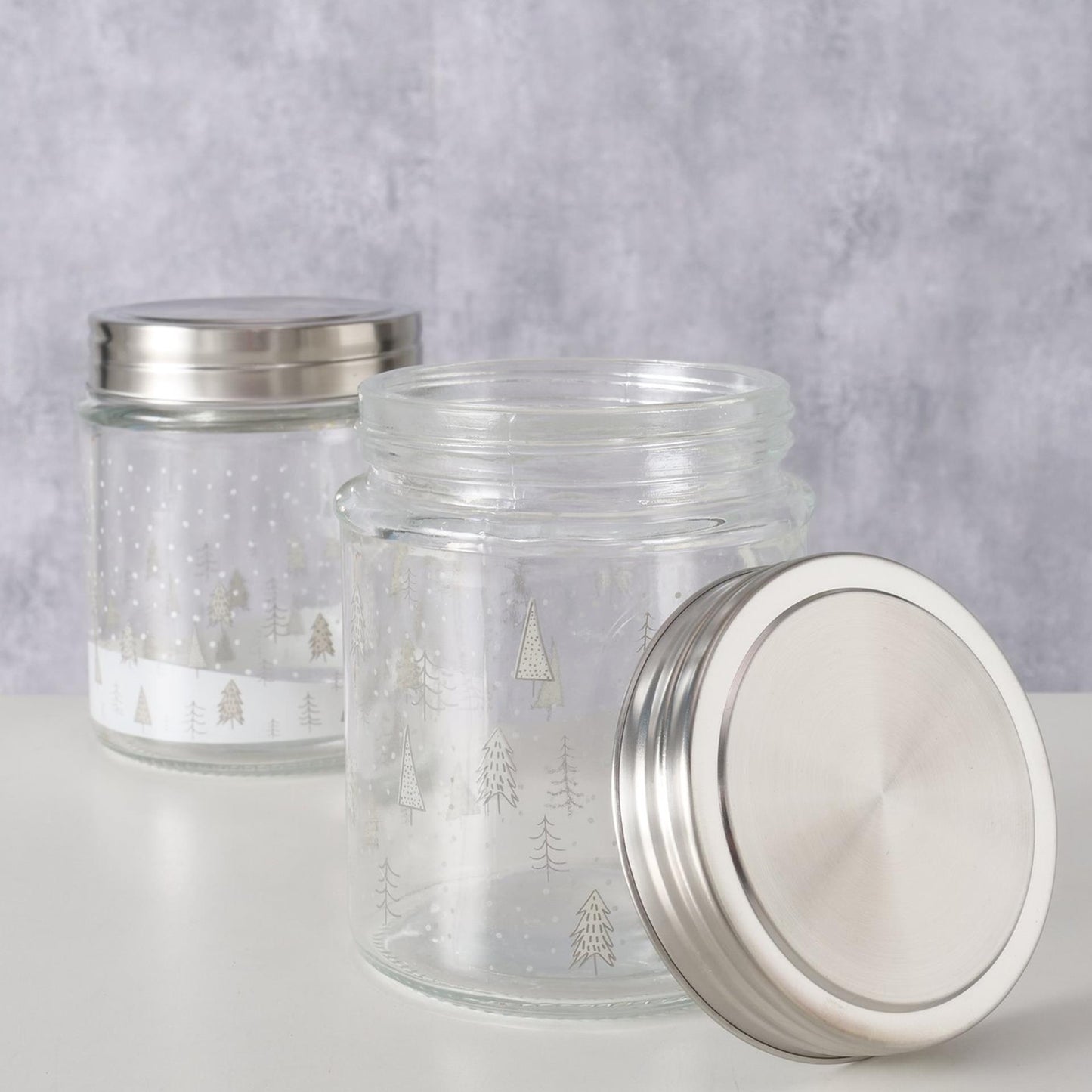Boltze Home Voorraadpot glas met kerstbomen 625 ml