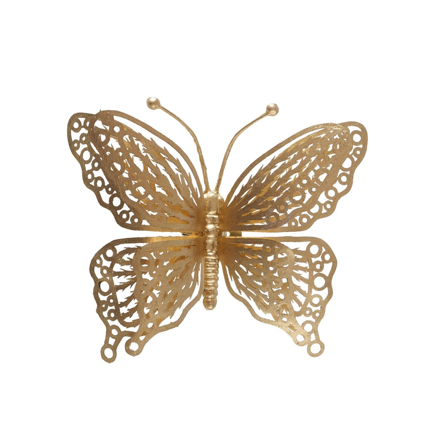Boltze Home vlinder op clip 4x13x15cm ijzer kunststof goud