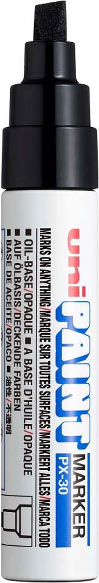 Posca Uni paint px-30 zwarte paint marker - 4 - 8,5 mm beitelpunt - verfstift op oliebasis, geschikt voor vele ondergronden zoals; glas, papier, ceramiek, plastic of metaal