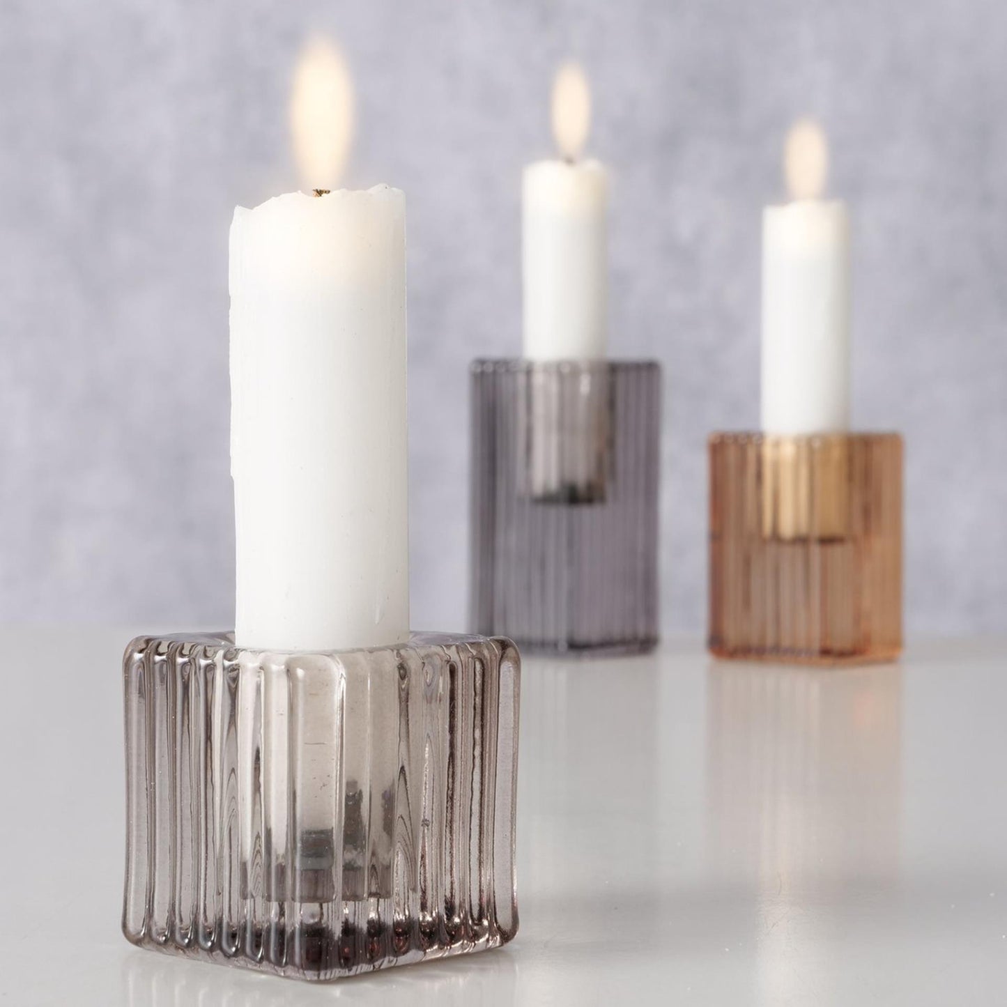 Boltze Home Kandelaar glas3-delig set h4-8cm