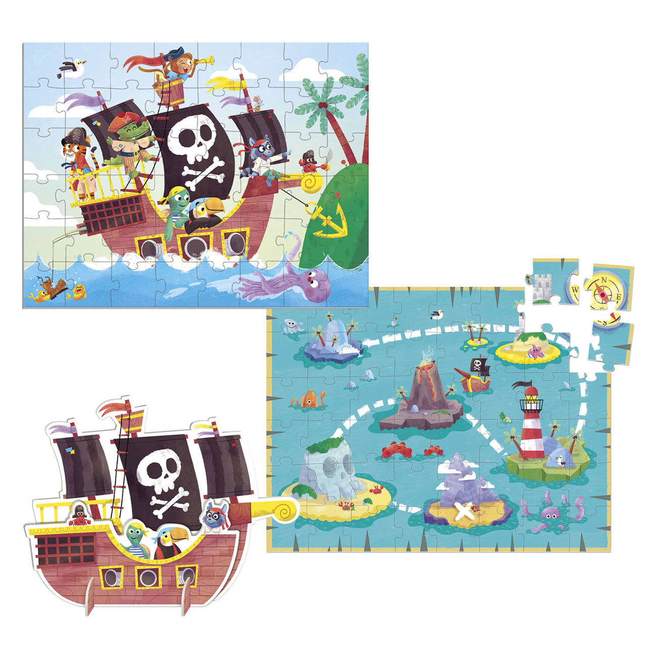 Goula Kinderpuzzel diset xxl piratenboot 48 onderdelen