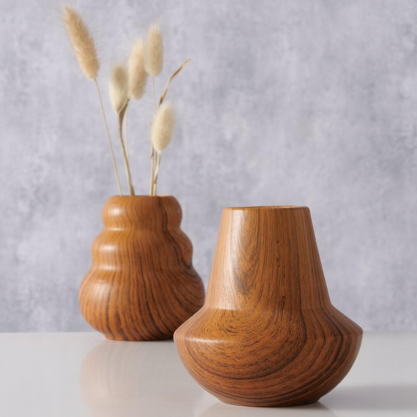 Boltze Home Vaas keramiek houtlook h10,5 cm