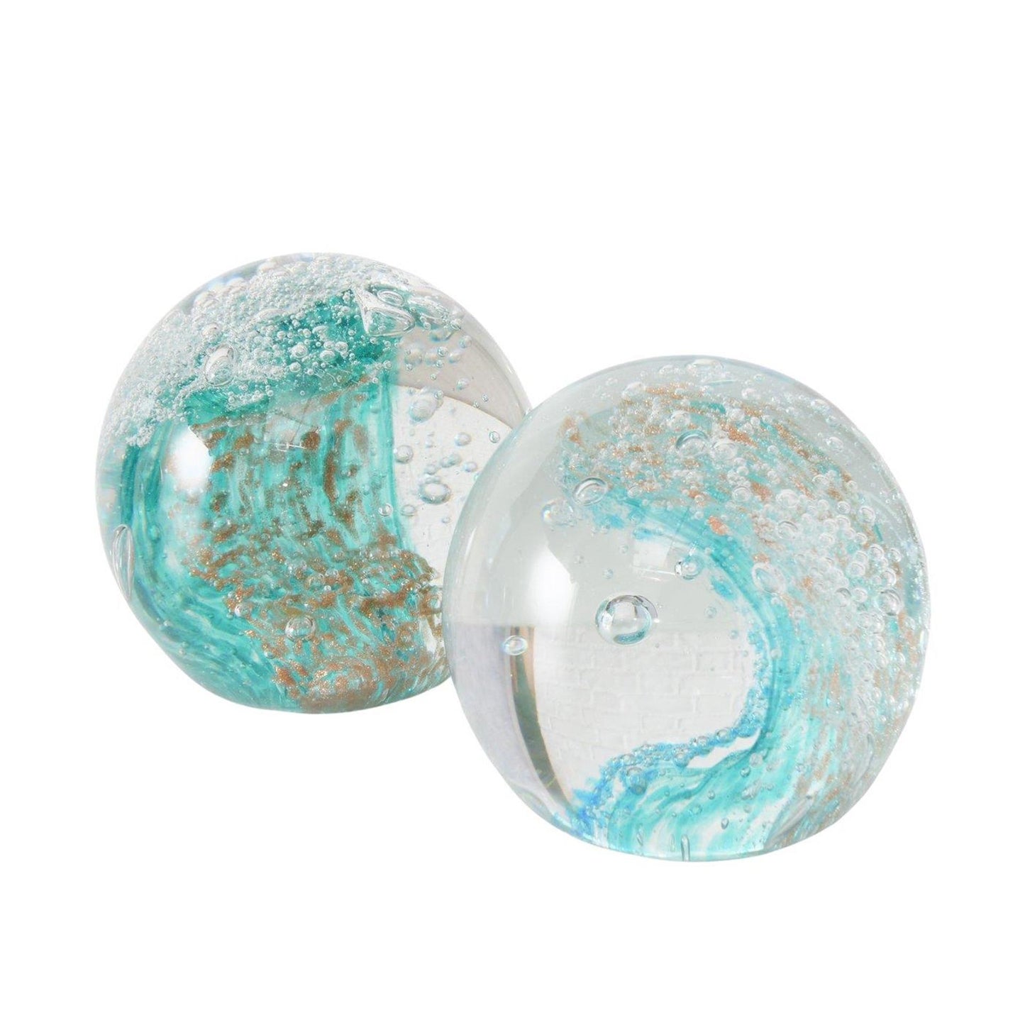 Boltze Home Deco papier gewicht turkoois glas ø8cm