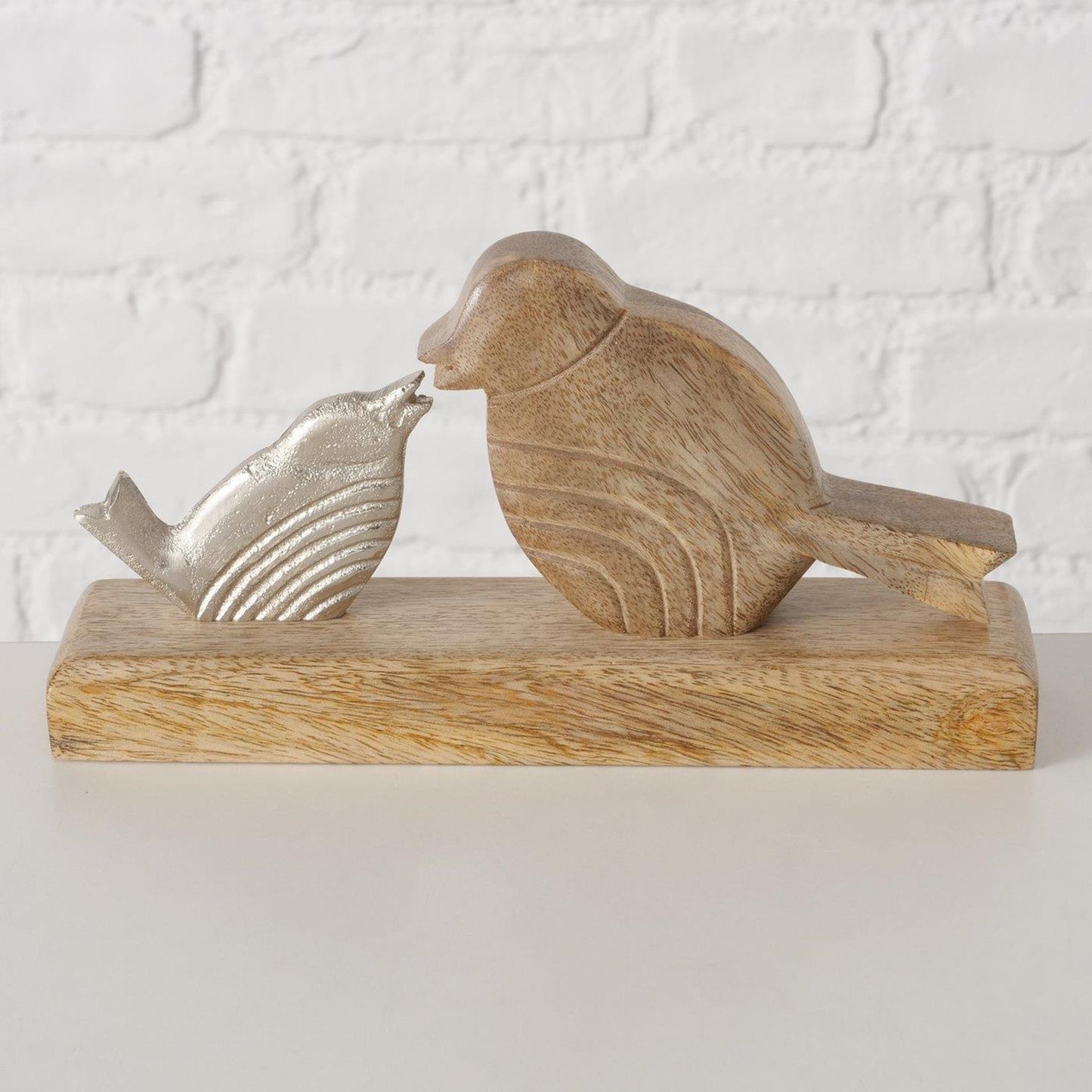Boltze Home Beeld vogel met jong 23x5x12cm