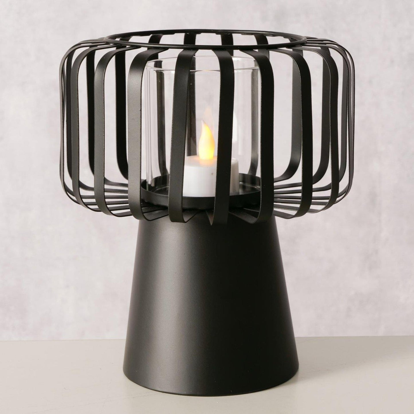 Boltze Home windlicht zwart 18x18x21cm