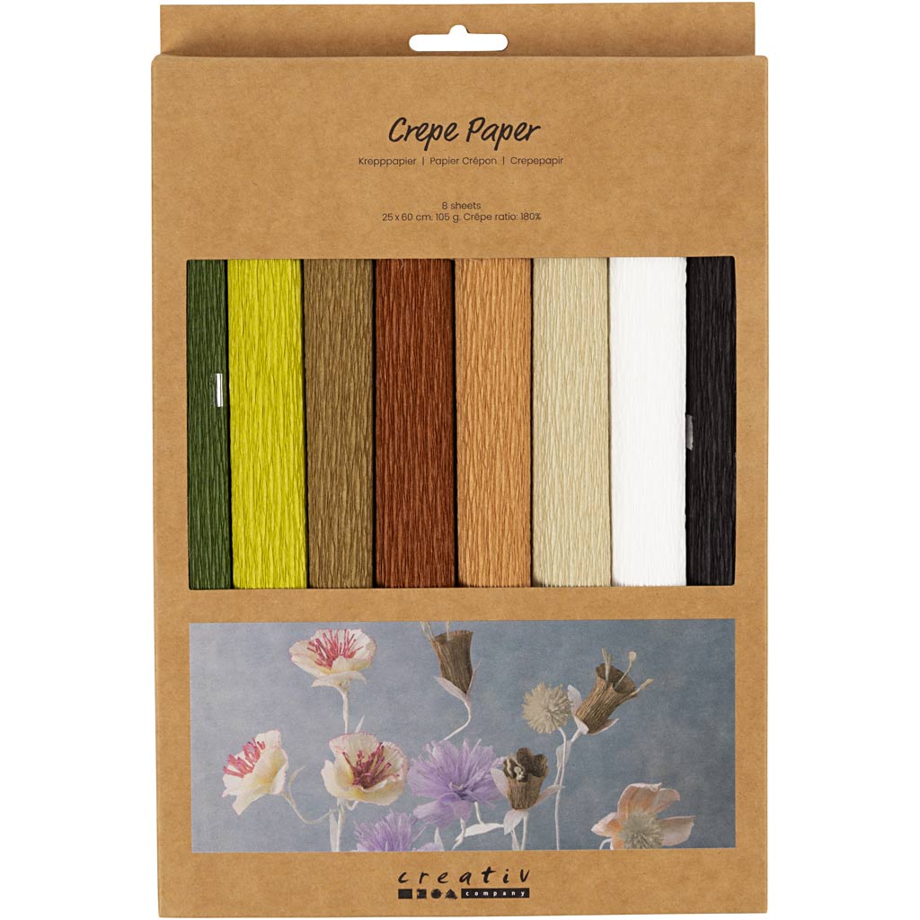 Creativ Company Https: www.cchobby.nl crepepapier-vel-25x60-cm-crepe-verhouding-180-105-gr-naturel-8-vel-1-doos