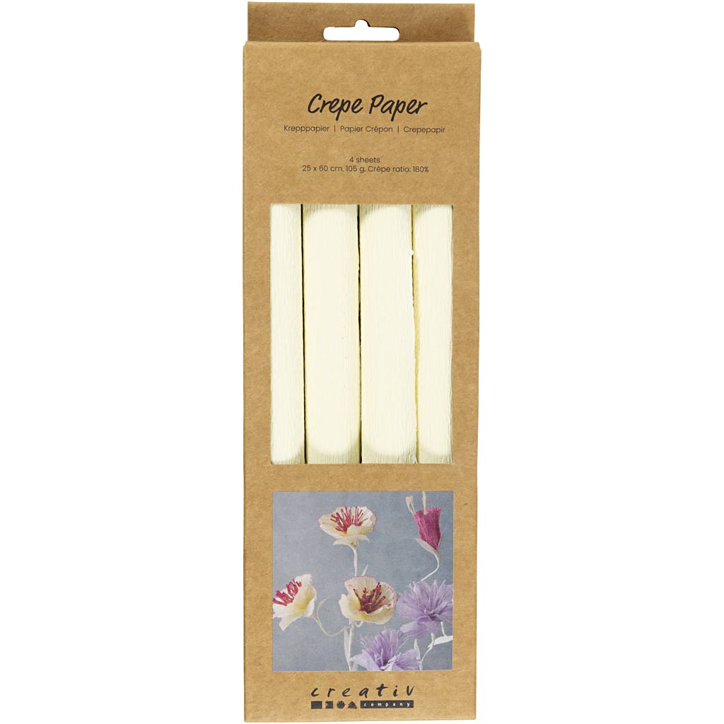 Creativ Company Https: www.cchobby.nl crepepapier-vel-25x60-cm-crepe-verhouding-180-105-gr-off-white-4-vel-1-doos