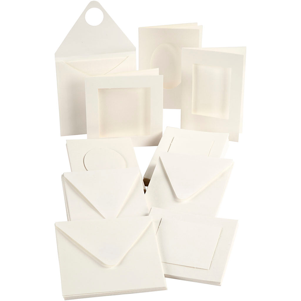 Creativ Company Https: www.cchobby.nl passepartout-kaarten-afmeting-kaart-10-5x15-12-5x12-5-cm-inhoud-kan-varieren-off-white-50-set-1-doos