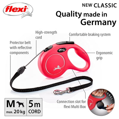 Flexi Producten rollijn new classic koord rood m5 meter tot 20kg