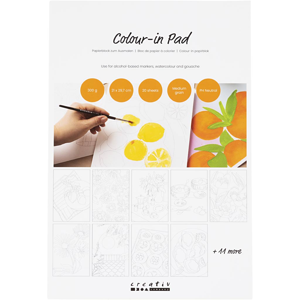 Creativ Company Https: www.cchobby.nl kleurblok-papier-a4-vel-210x297-mm-koudgeperst-middelgrote-korrel-300-gr-wit-20-vel-1-stuk