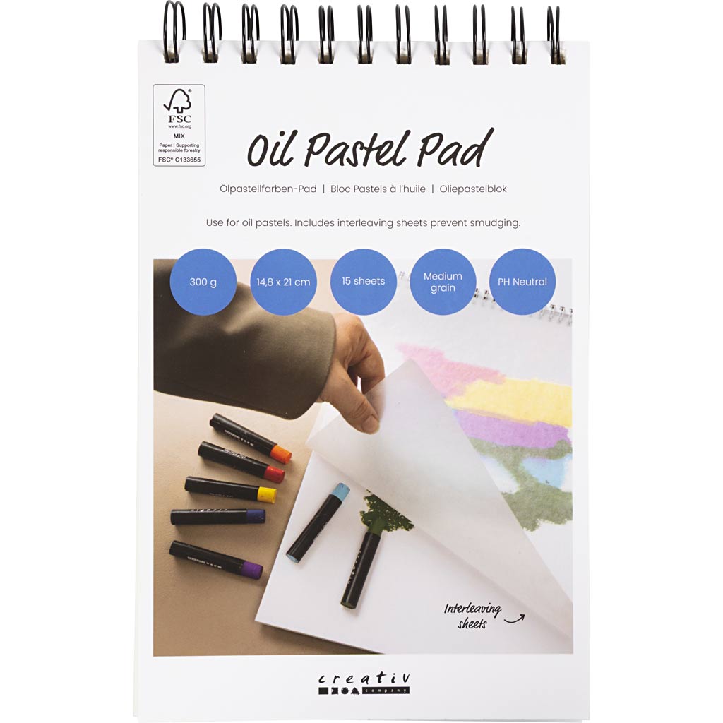 Creativ Company Https: www.cchobby.nl pad-voor-oliepastels-a5-vel-148x210-mm-300-gr-wit-15-vel-1-stuk