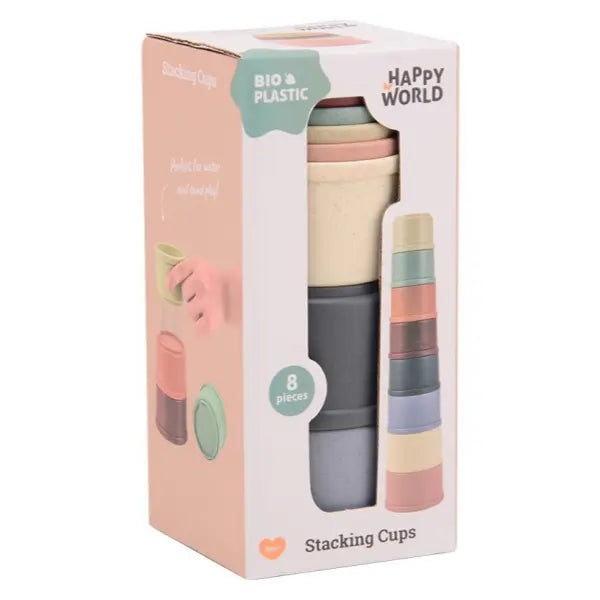 Cilgro Happy world stapel bekers van bio plastic