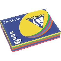 Gekleurd papier trophee Clairfontaine 1704 80g m2 A4 intense kleur assorti