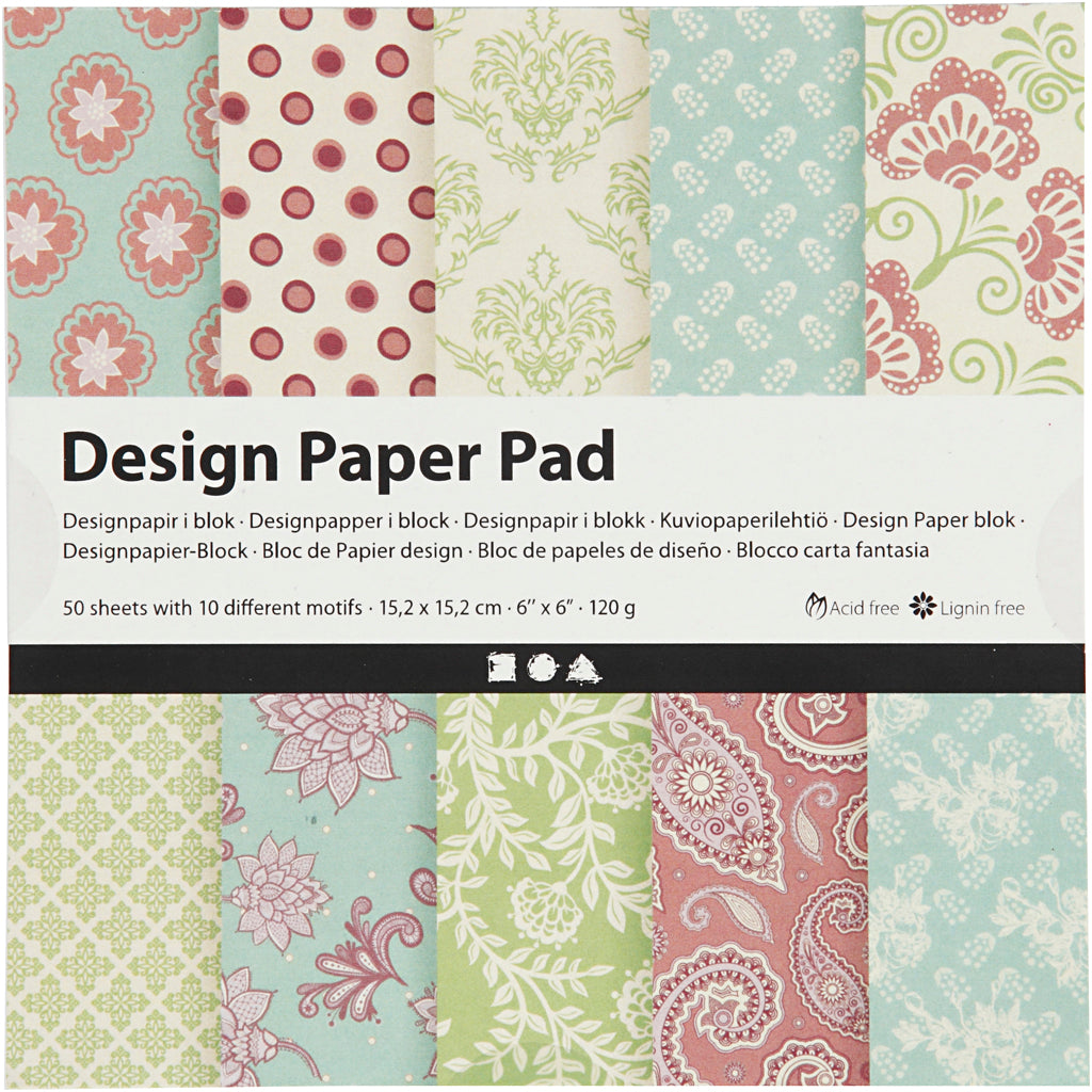 Creativ Company Https: www.cchobby.nl design-papierblok-vel-15-2x15-2-cm-120-gr-mint-groen-paars-50-vel-1-doos